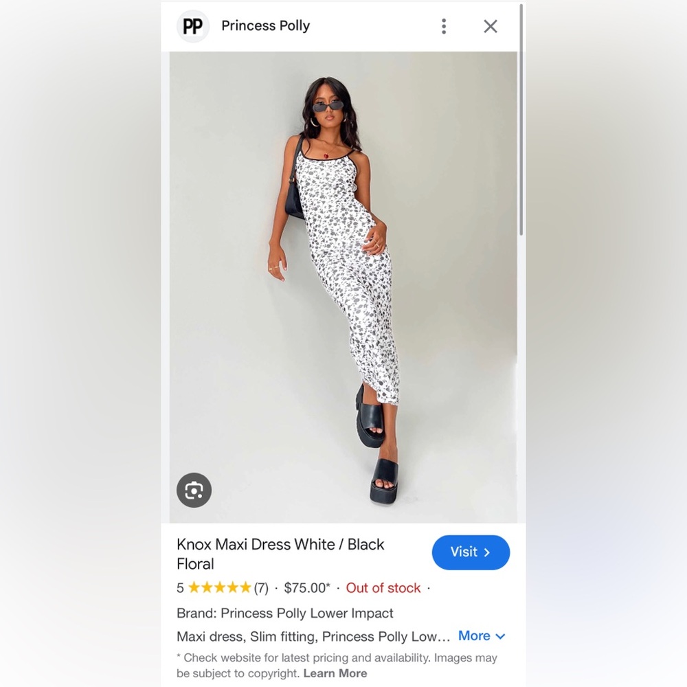 Princess Polly Black and White Floral Dress